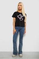 Футболка жіноча з принтом  -уцінка, колір чорний, 221R5179-U
