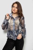 Блуза жіноча з принтом шифонова, колір сірий, 230R1503