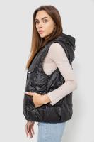 Жилет жіночий однотонний з капюшоном, колір чорний, 244R810