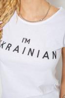 Футболка жіноча з патріотичним принтом, колір білий, 244R2213