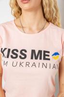 Футболка жіноча з патріотичним принтом, колір персиковий, 244R2213-1