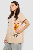 Футболка жіноча з принтом, колір світло-бежевий, 244R3002